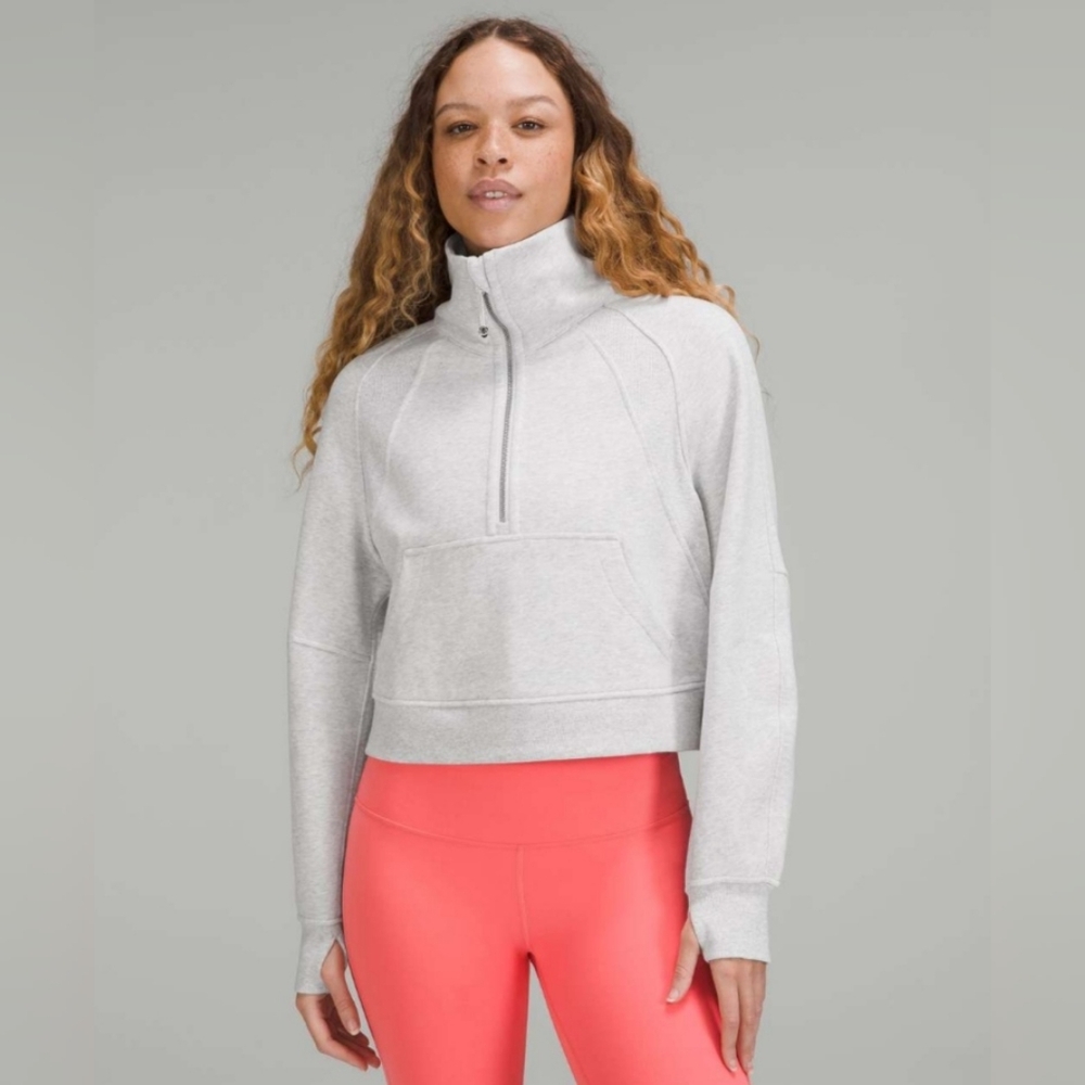 Lululemon Scuba Oversized Funnel Neck Half ZipHeathered Core Ultra Light Grey XL
